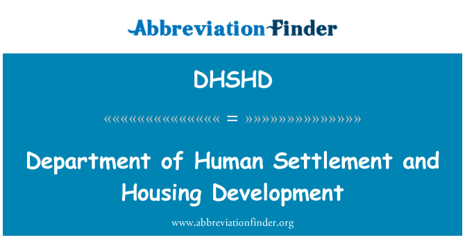 DHSHD: Abteilung Human Settlement und Wohnsiedlung