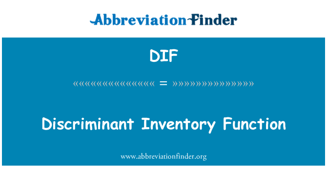 DIF: Diskriminačná inventarizácie funkcie