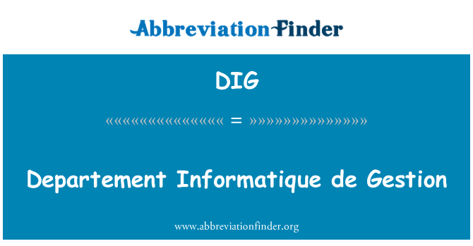 DIG: Departement Informatique de Gestion