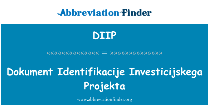 DIIP: Dokument Identifikacije Investicijskega Projekta