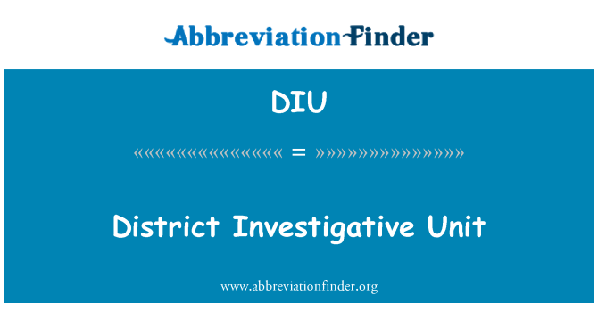 DIU: District Investigative Unit