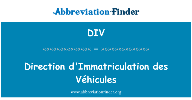 DIV: Direction d'Immatriculation des Véhicules