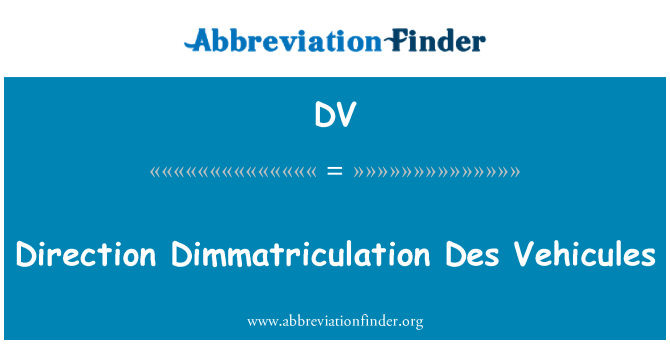 DV: 方向 Dimmatriculation Des 車用