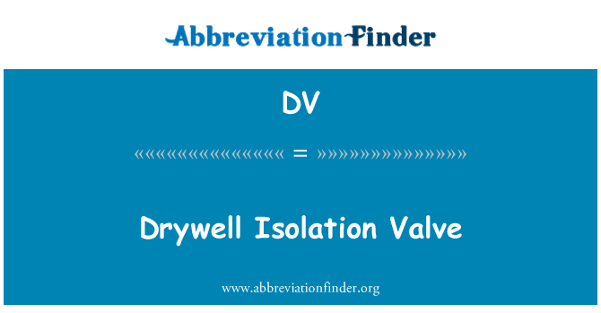 DV: Drywell isolasi Valve