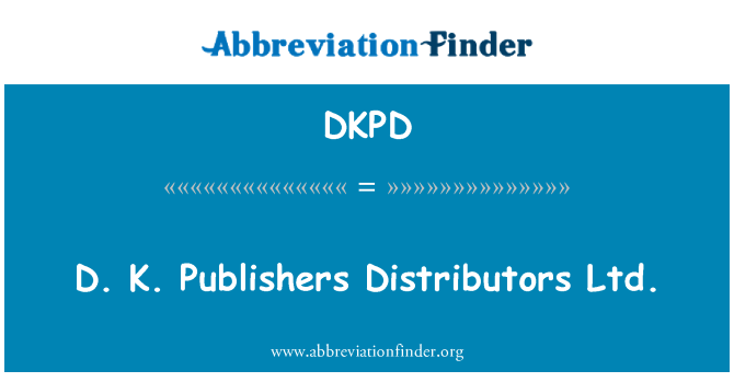 DKPD: D. K. Publishers Distributors Ltd.