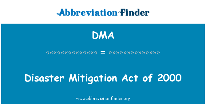 DMA: Katastrofu mazināšanas Act 2000