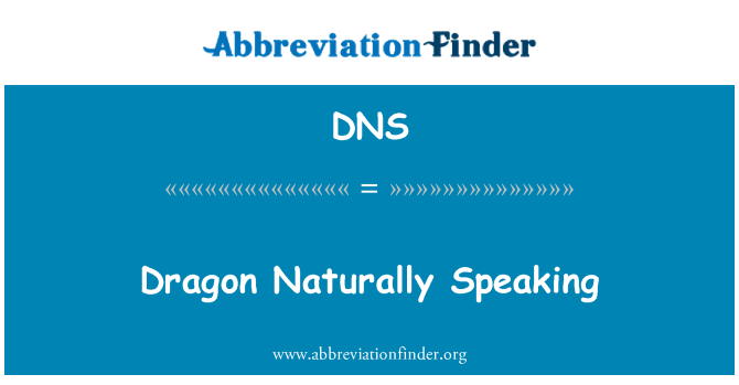 DNS: Dragon Naturally Speaking