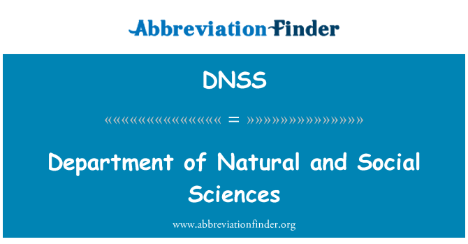 DNSS: Departement van natuurwetenschappen en sociale wetenschappen