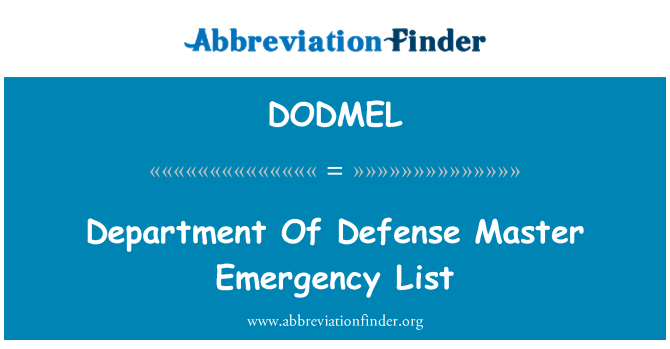 DODMEL: محکمہ دفاع ماسٹر ایمرجنسی کی فہرست