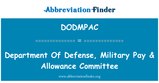 DODMPAC: Kaitseministeerium, sõjalise Pay- & toetust komitee
