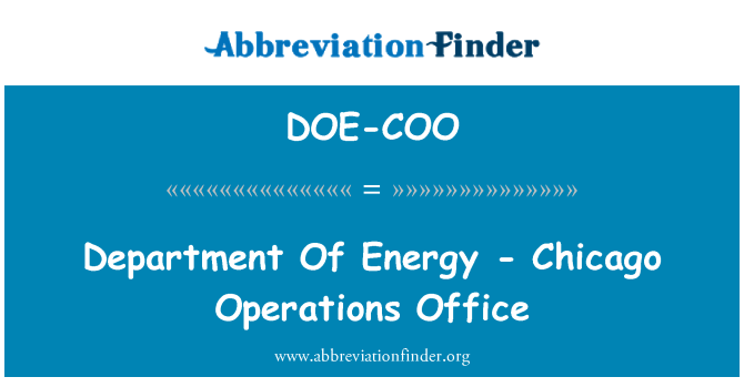 DOE-COO: Department Of Energy - Chicagon toimintojen toimisto