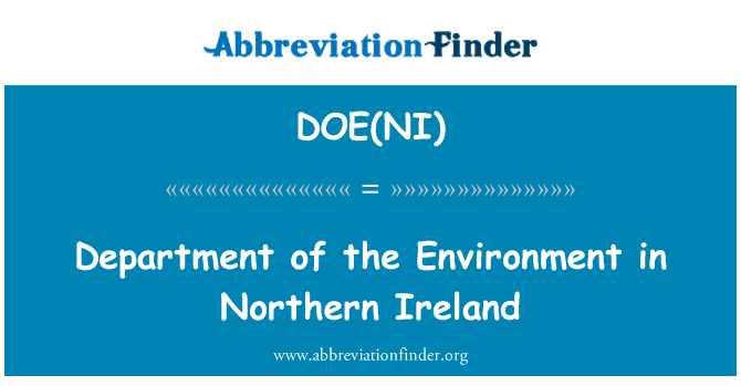 DOE(NI): Dipartimento dell'ambiente dell'Irlanda del Nord