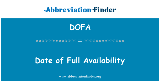 DOFA: Dat li plen Disponibilité