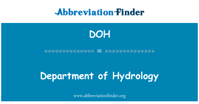 DOH: Oddělení hydrologie