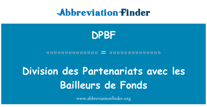 DPBF: Diviżjoni des Partenariats avec les Bailleurs de Fonds