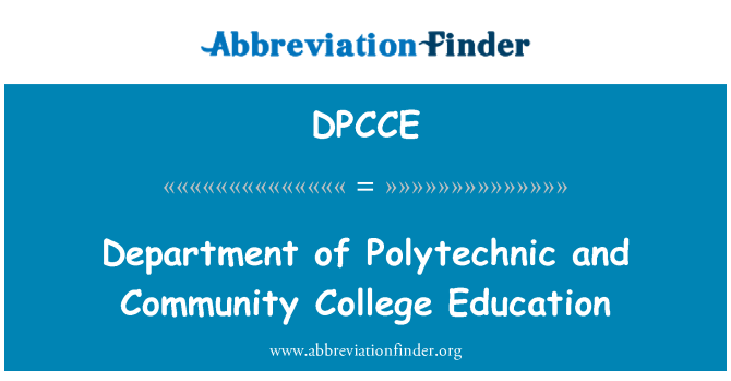 DPCCE: Department of Polytechnic and Community College Education