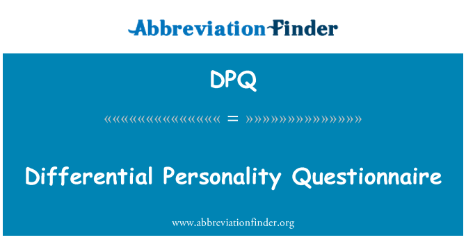 DPQ: Differentierad personlighet frågeformulär