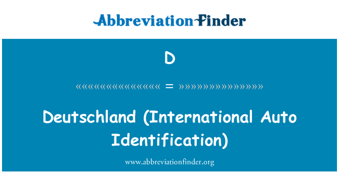 D: Deutschland (International Auto identificación)