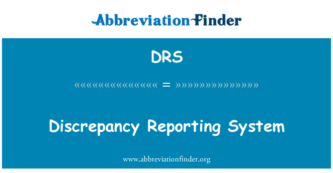 DRS: System adrodd ar anghysondeb