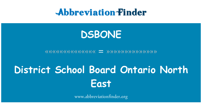 DSBONE: District School Board Ontario North East