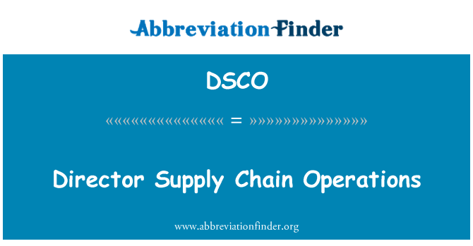 DSCO: Direttore Supply Chain Operations