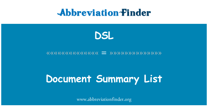 DSL: لیست خلاصه سند