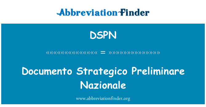 DSPN: Documento Strategico Preliminare Nazionale