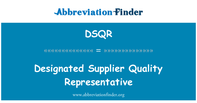 DSQR: 指定的供應商品質代表