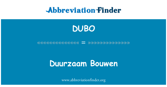 DUBO: Duurzaam Bouwen