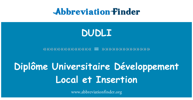 DUDLI: Diplôme Universitaire Développement kohaliku et sisestamise