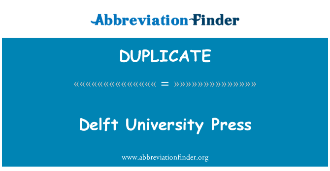 DUPLICATE: Delft University Press
