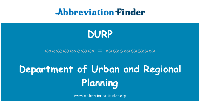 DURP: Dipartimento di pianificazione urbana e regionale