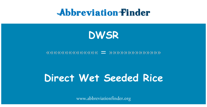 DWSR: Direktni mokro sjemenkama riža
