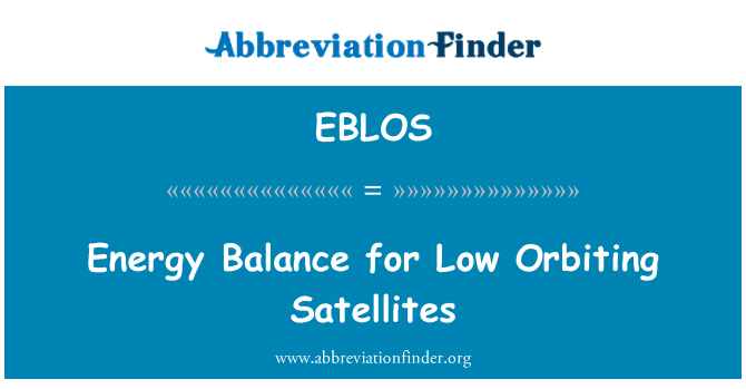 EBLOS: Енергиен баланс за ниска орбита сателити