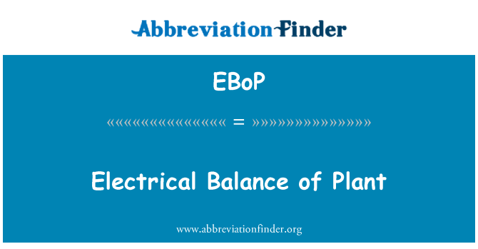 EBoP: Equilibrio elettrico dell'impianto