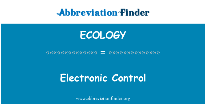 ECOLOGY: Elektronik kontrol