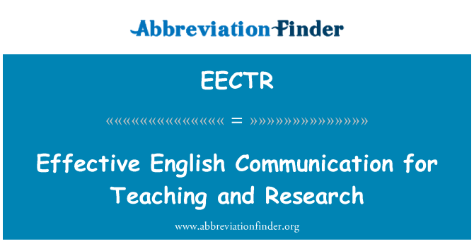 EECTR: Effective English Communication for Teaching and Research