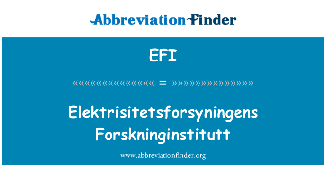 EFI: Elektrisitetsforsyningens Forskninginstitutt