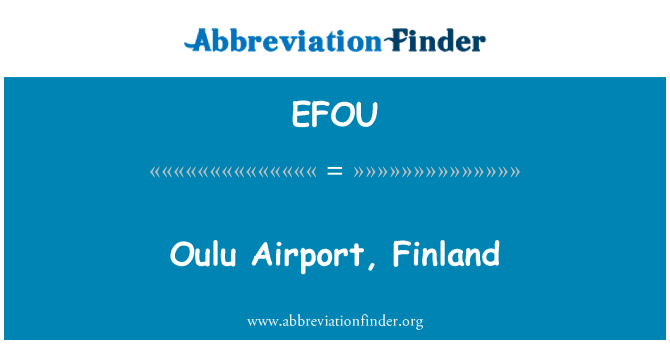 EFOU: L'aeroport de Oulu, Finlàndia