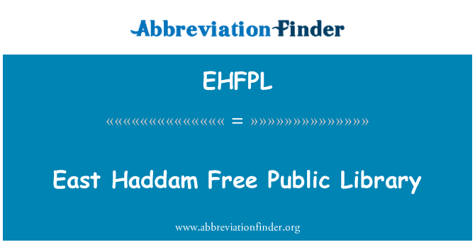 EHFPL: ห้องสมุดสาธารณะฟรี Haddam ตะวันออก