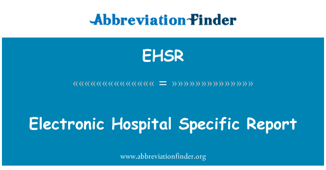 EHSR: โรงพยาบาลอิเล็กทรอนิกส์รายงานเฉพาะ