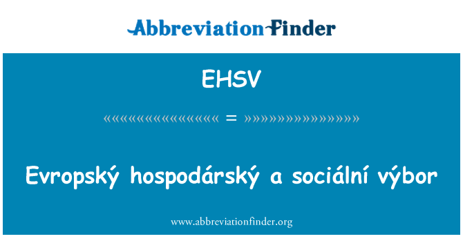 EHSV: Hospodárský Evropský, yon výbor sociální
