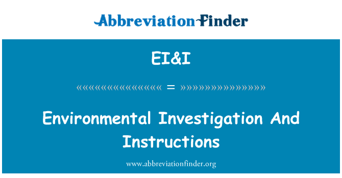 EI&I: Environmentální šetření a instrukce