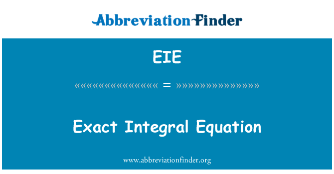 EIE: Esatta equazione integrale