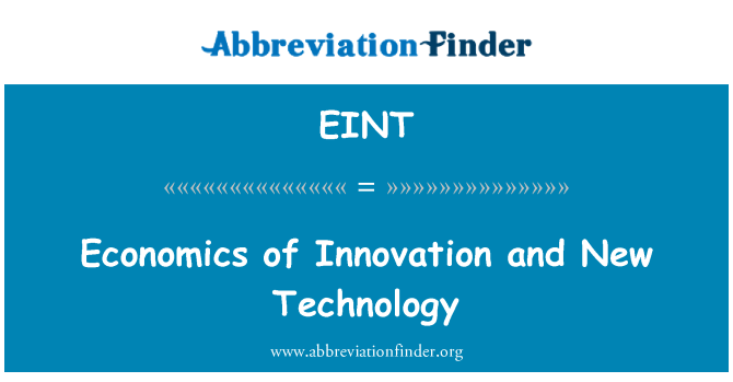 Economics Of Innovation And New Technology