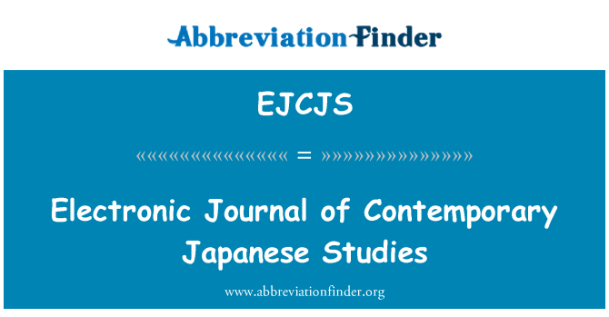 EJCJS: Çağdaş Japon çalışmaları elektronik dergisi