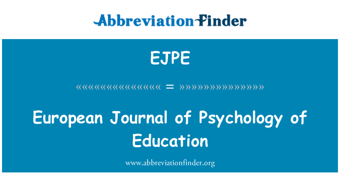 EJPE: European Journal Psychologie výchovy a vzdělávání