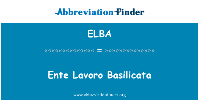 ELBA: Masukkan an Lavoro Basilicata