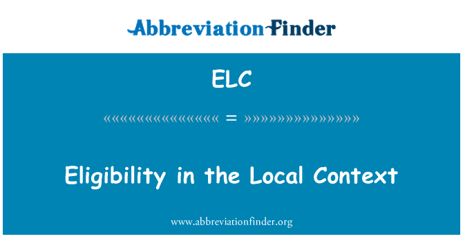 ELC: Admissibilité dans le contexte Local