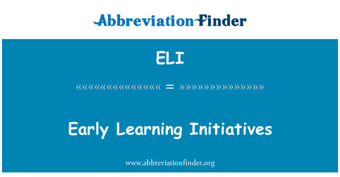 ELI: Iniziative di apprendimento precoce